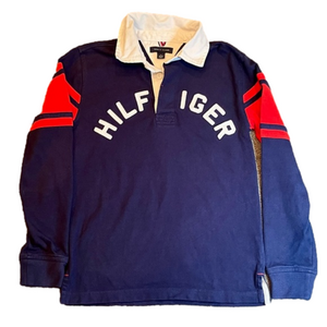 Tommy Hilfiger Boys Long Sleeved Polo Shirt Blue & red